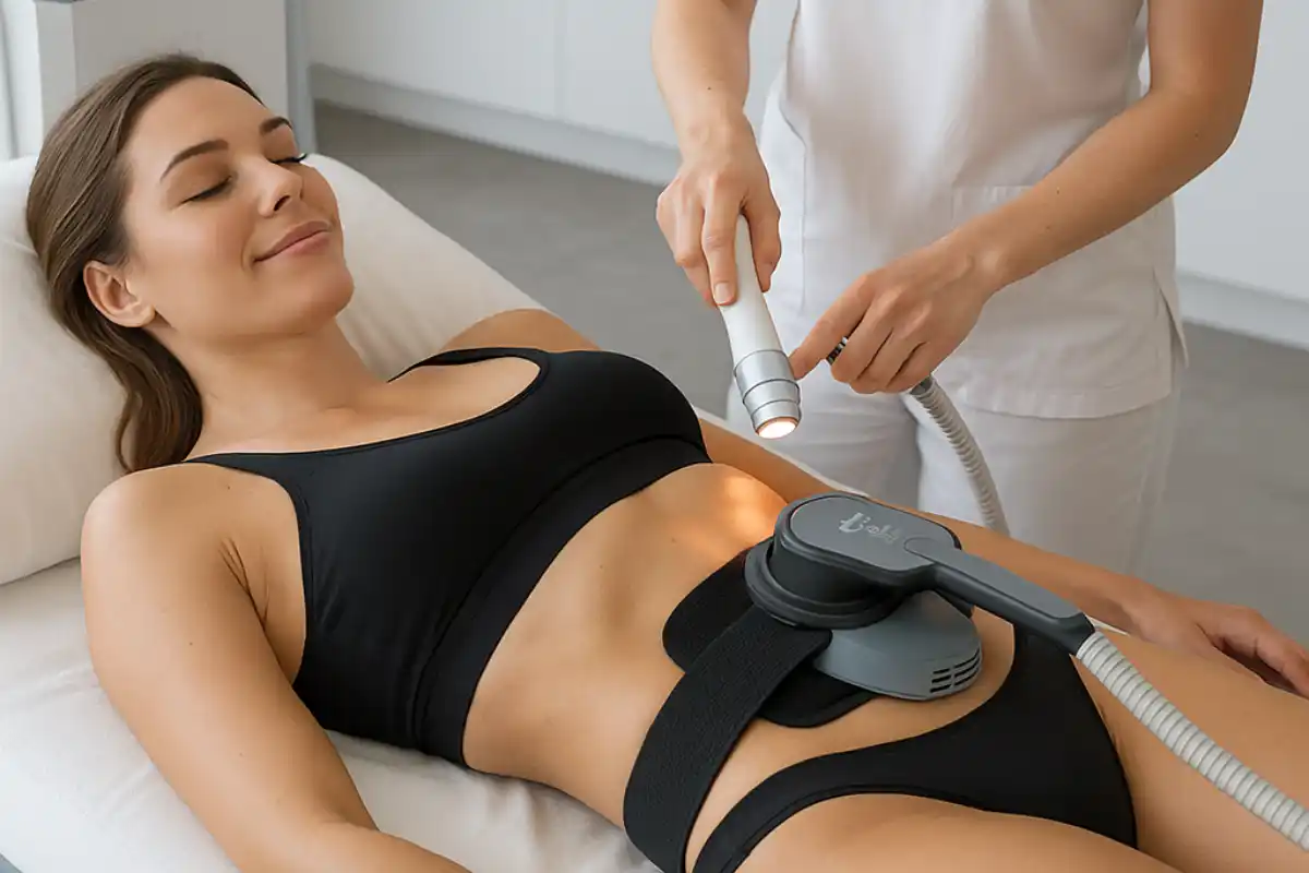 Emsculpt treatment combined with other procedures for enhanced results.